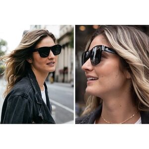 Heatwave Sunglasses Black Marylin Black Lense Square Frame UV400